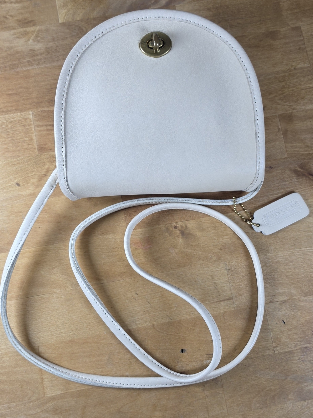 Rare Vintage Coach 9530 Small Shoulder Bag Cream Bone NYC 1980s Papers